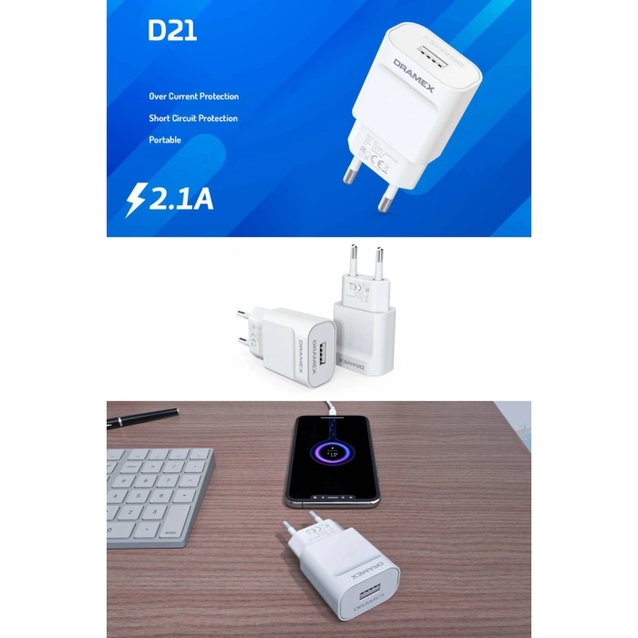 Dramex 2.1A Amper Hizli Sarj Telefon Adaptoru