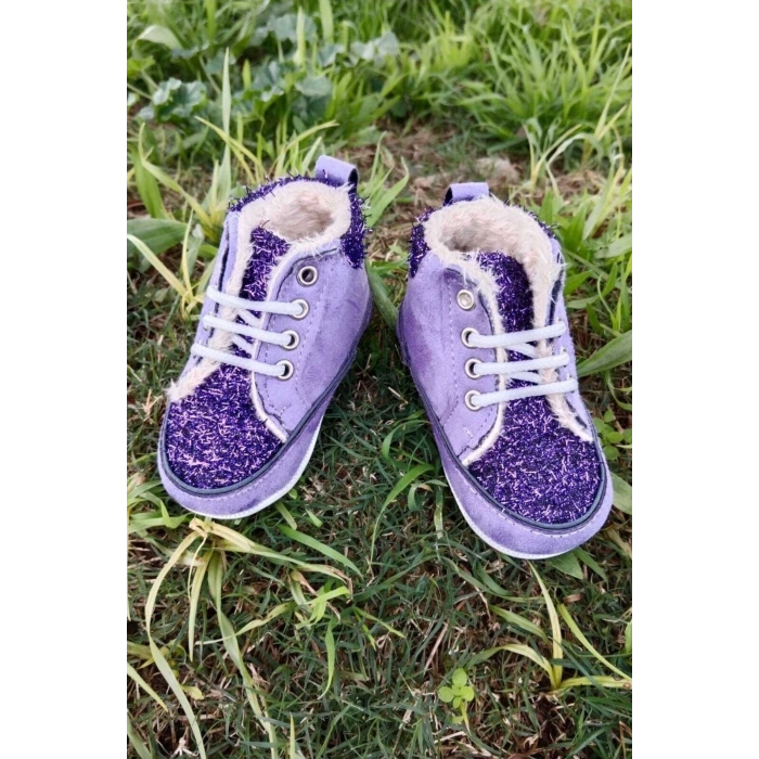 eflatun renkli ici polarli organik ortopedik cocuk bebek ilkadim bagcikli patik kanvas sneaker casual ayakkabi