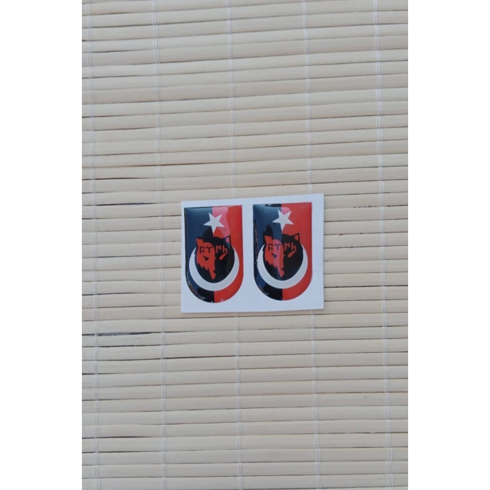 Eski Turkce Turk Yazili Kurtbasli Siyah Kirmizi Zemin Ayyildiz Silah Kabze Sarjor Alti Yapistirmali Sticker