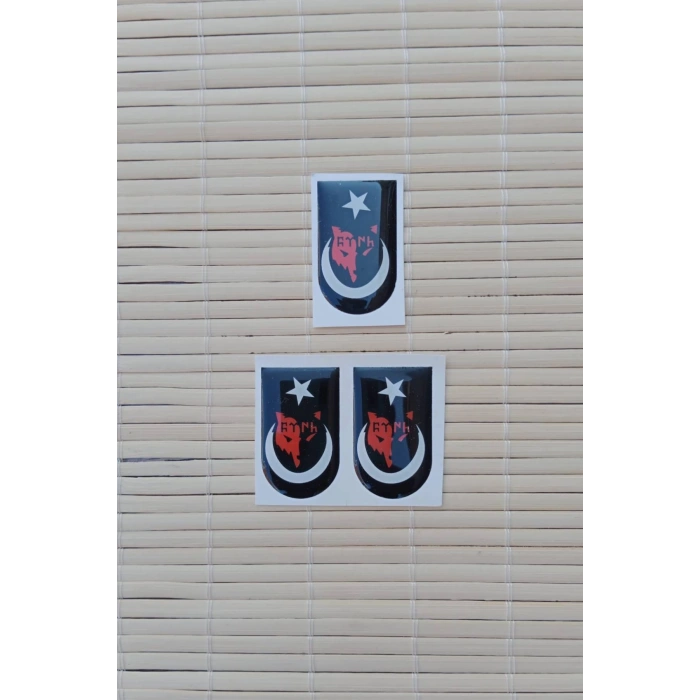 Eski Turkce Turk Yazili Kurtbasli Siyah Zemin Ayyildiz Silah Kabze Sarjor Alti Yapistirmali Sticker