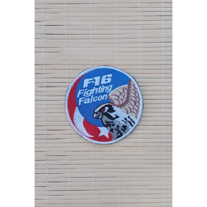f 16 fighting falcon yazili sahin logolu nakis islemeli ayyildiz bayrakli arma patch pec