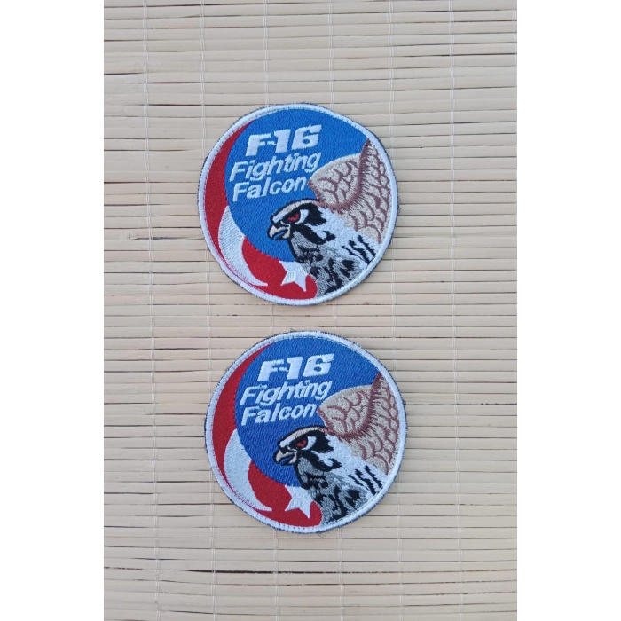 f 16 fighting falcon yazili sahin logolu nakis islemeli ayyildiz bayrakli arma pec patch