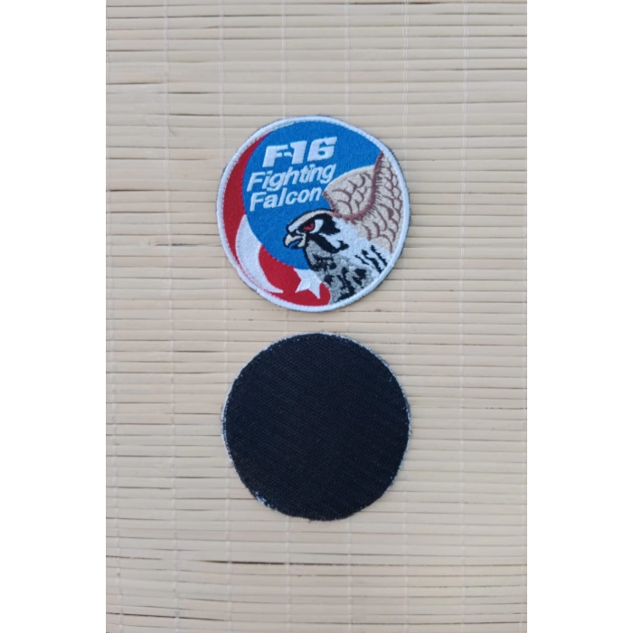 f 16 fighting falcon yazili sahin logolu nakis islemeli ayyildiz bayrakli arma pec patch