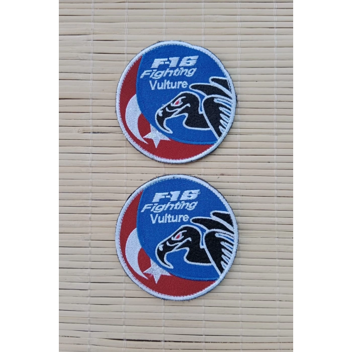 f 16 fighting vulture yazili akbaba logolu ayyildiz bayrakli nakis islemeli arma pec patch