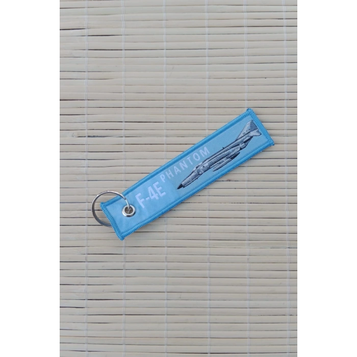 F-4E phantom remove before flight yazili mavi beyaz nakis islemeli bez anahtarlik