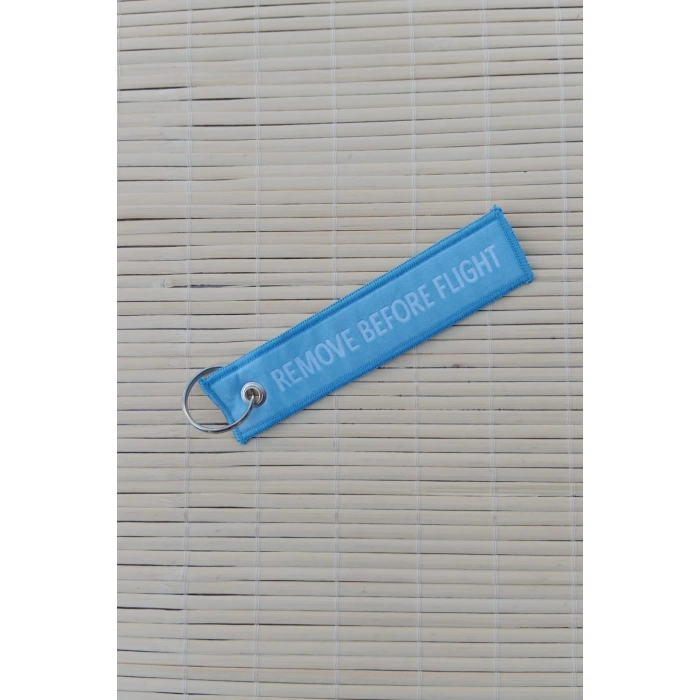 F-4E phantom remove before flight yazili mavi beyaz nakis islemeli bez anahtarlik