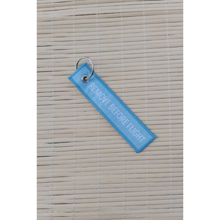 F-4E phantom remove before flight yazili mavi beyaz nakis islemeli bez anahtarlik