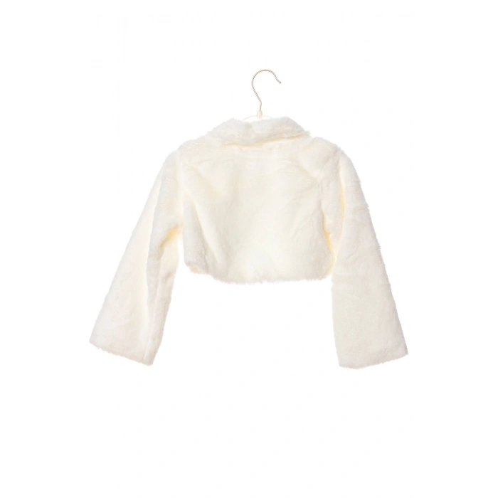 fildisi renkli uzun kollu pamuklu kiz cocuk bolero yelek