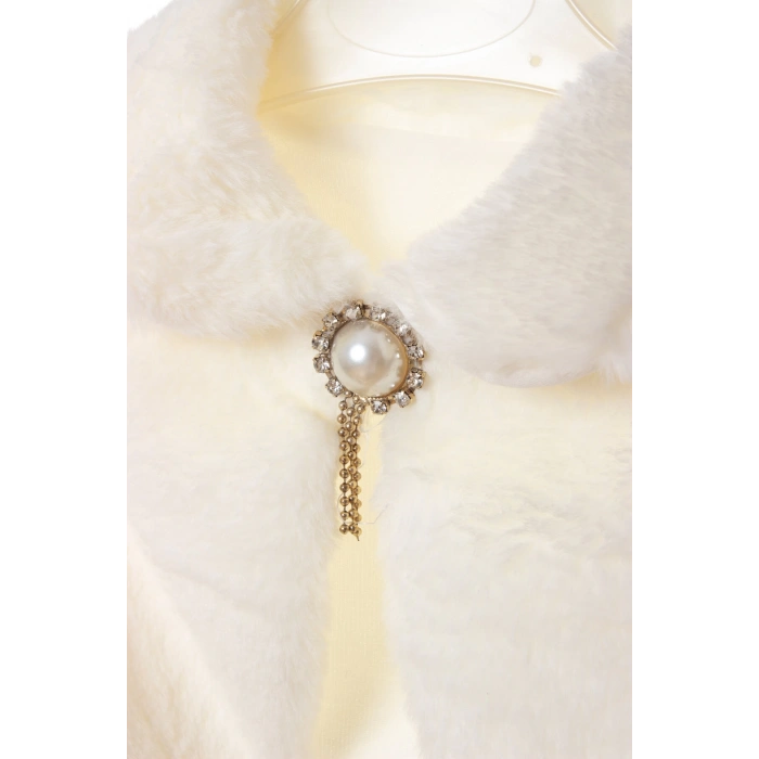 fildisi renkli uzun kollu pamuklu kiz cocuk bolero yelek