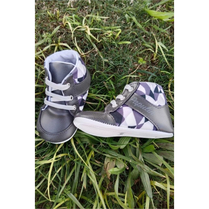 fume renkli ici pamuklu organik cocuk bebek ilkadim bagcikli patik sneaker casual ayakkabi