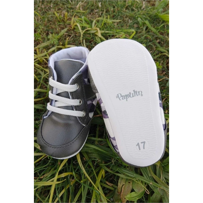 fume renkli ici pamuklu organik cocuk bebek ilkadim bagcikli patik sneaker casual ayakkabi