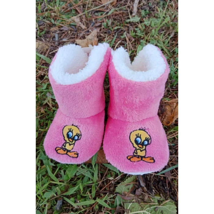 fusya renkli tweety sylvester nakisli ici pamuklu organik hafif taban ortopedik cocuk bebek ilkadim patik panduf