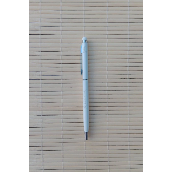 Gazi Mustafa Kemal imzali beyaz renkli Lazer Baskili metal govde Touchpen tukenmez kalem
