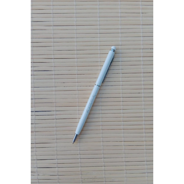 Gazi Mustafa Kemal imzali beyaz renkli Lazer Baskili metal govde Touchpen tukenmez kalem