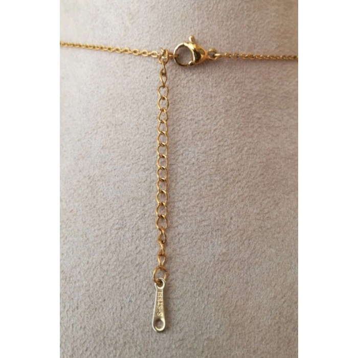 gerdanlik tasarim ince gold zincirli altin renkli zirkon tasli kaliteli paslanmaz celik kolye stainless stell