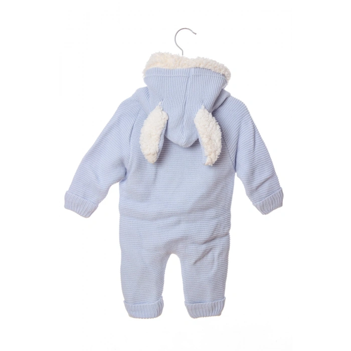 gok mavisi renkli bebe wersoft dugmeli triko uzun kollu kaliteli kapusonlu bebek tulum