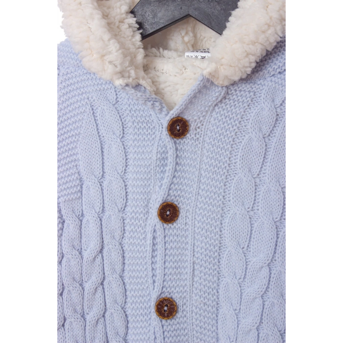 gok mavisi renkli bebe wersoft dugmeli triko uzun kollu kaliteli kapusonlu bebek tulum