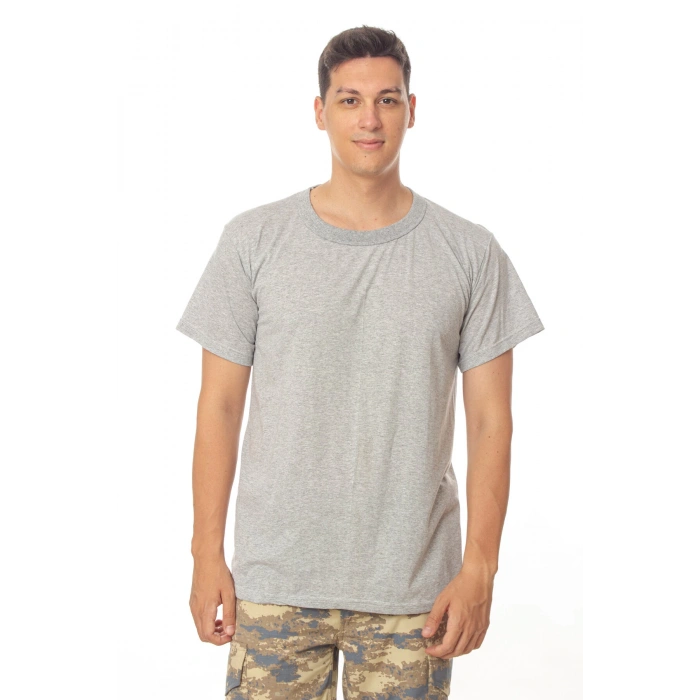 gri renkli kisa kollu pamuklu yuvarlak yaka organik kaliteli fanila