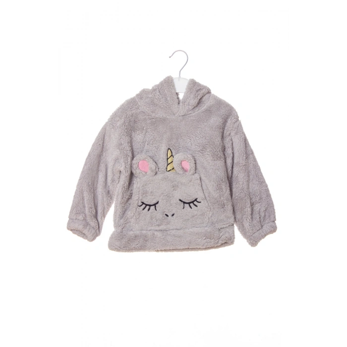 gri renkli unicorn nakisli cepli kaliteli organik uzun kollu kapusonlu sweatshirt kiyafet