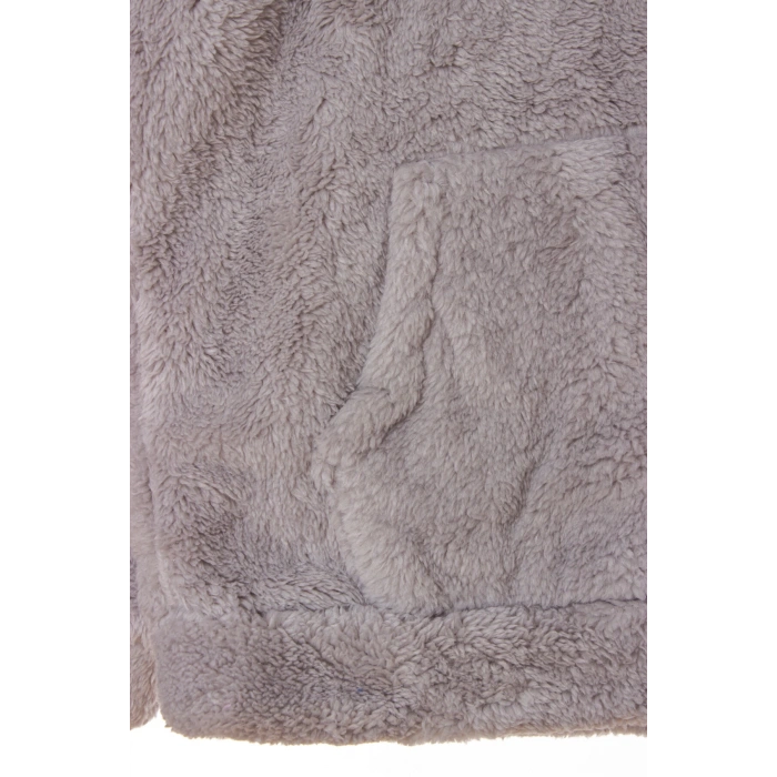 gri renkli uyuyan kedi detayli cepli kapusonlu monday nakisli kaliteli uzun kollu sweatshirt