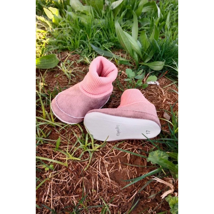 gul kurusu renkli ici pamuklu astarli corapli model organik ortopedik cocuk bebek ilkadim patik panduf ayakkabi