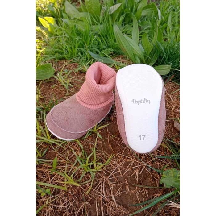 gul kurusu renkli ici pamuklu astarli corapli model organik ortopedik cocuk bebek ilkadim patik panduf ayakkabi