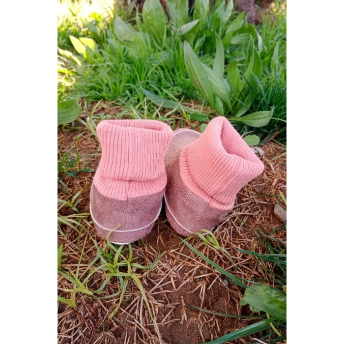 gul kurusu renkli ici pamuklu astarli corapli model organik ortopedik cocuk bebek ilkadim patik panduf ayakkabi