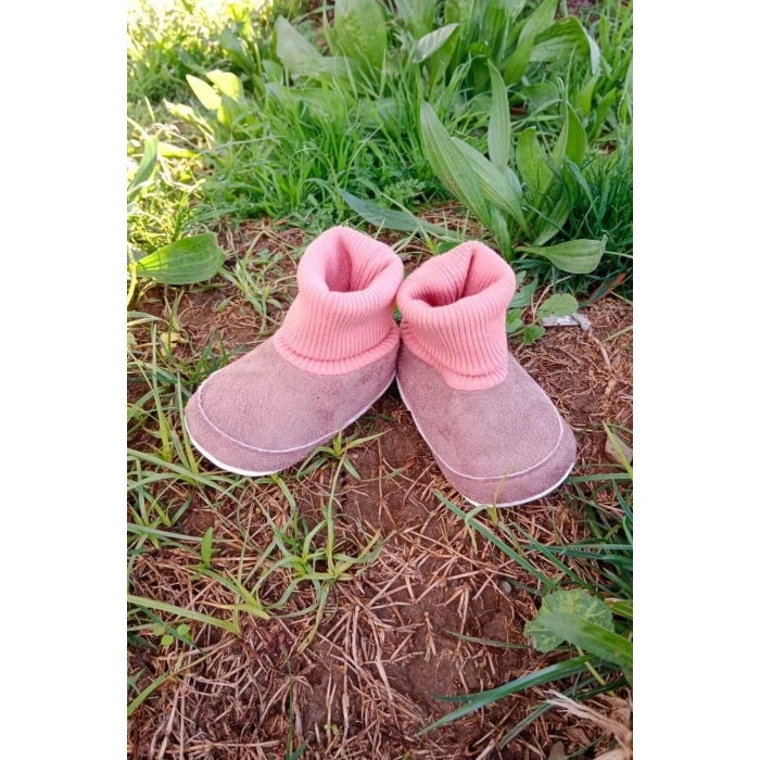 gul kurusu renkli ici pamuklu astarli corapli model organik ortopedik cocuk bebek ilkadim patik panduf ayakkabi