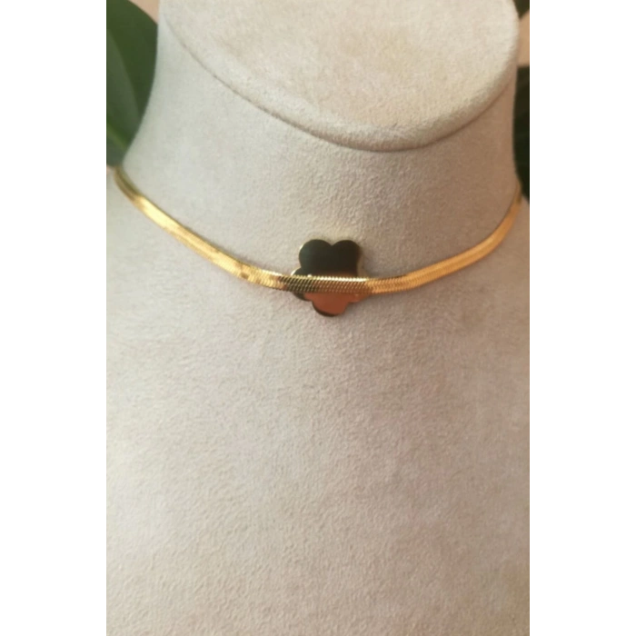 gul tasarim ince gold italyan zincirli altin renkli kaliteli paslanmaz celik kolye stainless stell