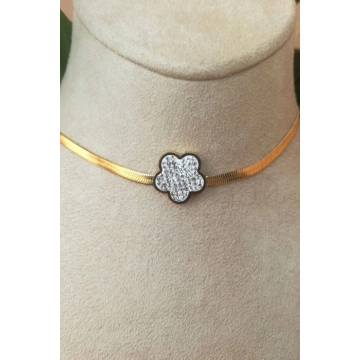 gul tasarim ince gold italyan zincirli altin renkli kaliteli paslanmaz celik kolye stainless stell