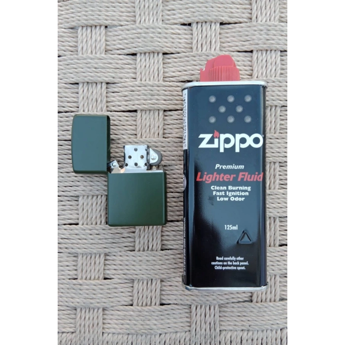 Haki Renkli Benzinli premium zippo Cakmak