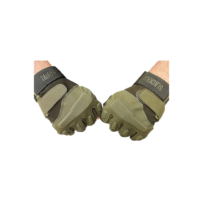haki renkli blackhawk yumruk korumali esnek kesik parmak taktik eldiven