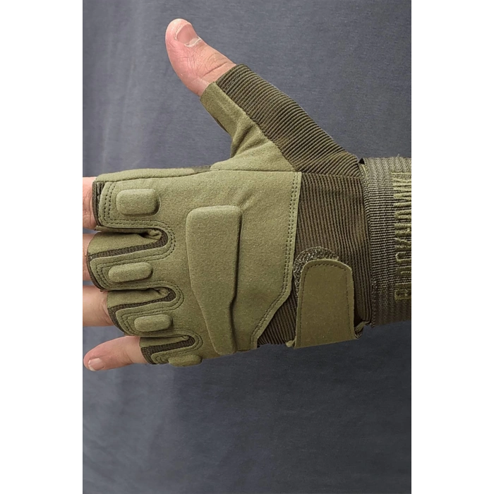 haki renkli blackhawk yumruk korumali esnek kesik parmak taktik eldiven