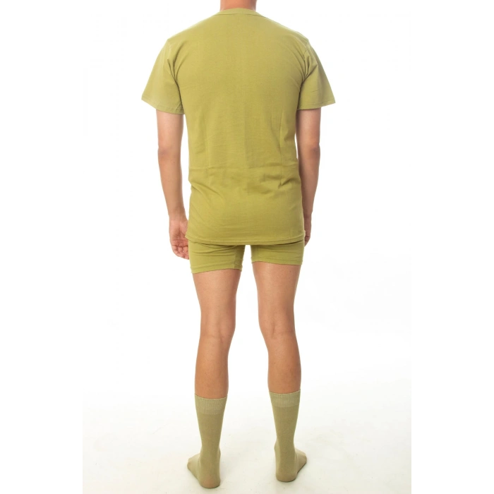 haki renkli kisa kollu pamuklu acemi bedelli asker fanilasi likrali boxer mevsimlik bot corap