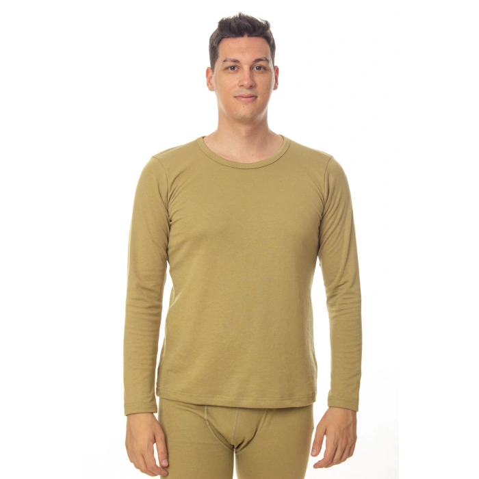 haki renkli sifir yaka uzun kollu soguktan koruyan termal ust iclik