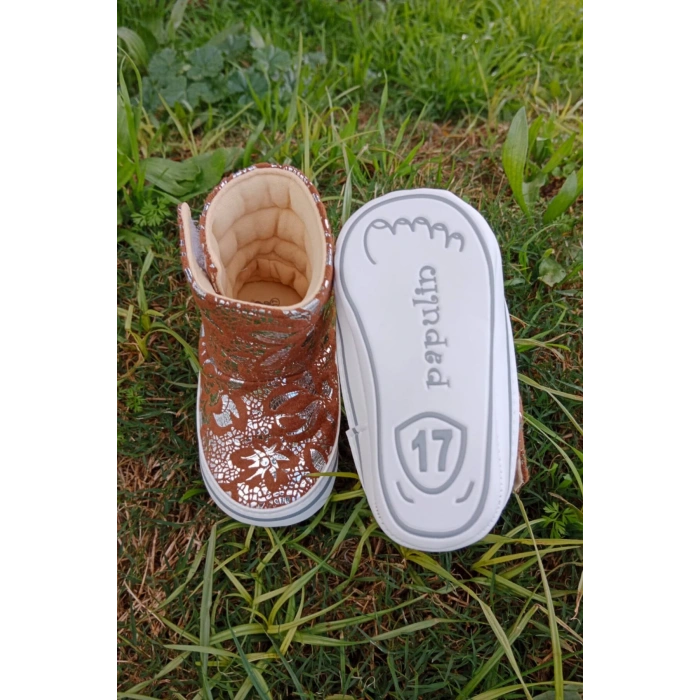 hardal renkli ici pamuklu cirtli bantli kapamali organik unisex cocuk bebek ilkadim patik panduf