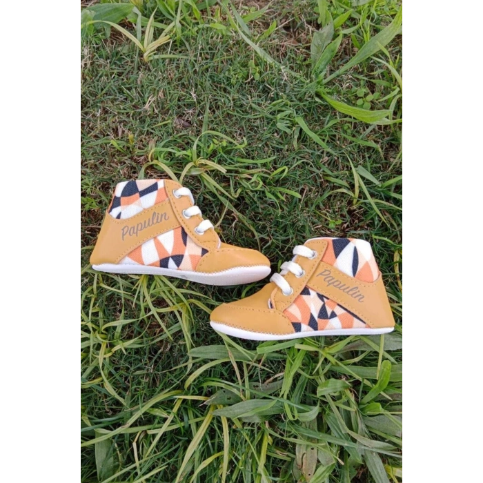 hardal renkli ici pamuklu organik ortopedik cocuk bebek ilkadim bagcikli patik kanvas sneaker casual ayakkabi