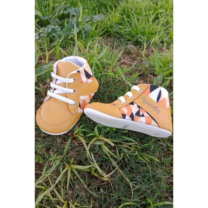 hardal renkli ici pamuklu organik ortopedik cocuk bebek ilkadim bagcikli patik kanvas sneaker casual ayakkabi