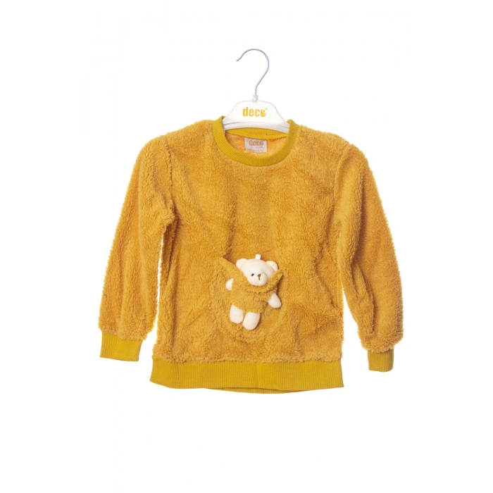 hardal renkli minnak ayicikli cep detayli kaliteli uzun kollu alt ust takim