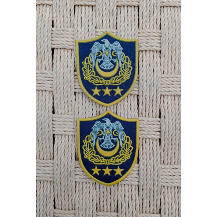 Hava Kuvvetleri Subay Albay Lacivert Zemin Kartal Nakisli Sirmali Mini Plastik Yelek Rutbesi