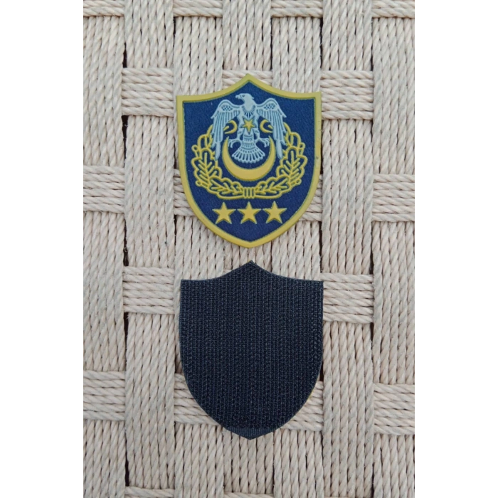 Hava Kuvvetleri Subay Albay Lacivert Zemin Kartal Nakisli Sirmali Mini Plastik Yelek Rutbesi