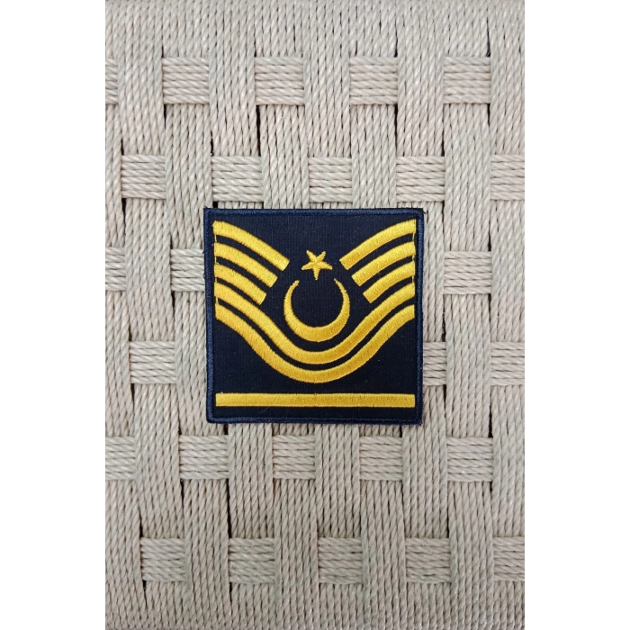 Hava Kuvvetleri Astsubay Bascavus Dahili ve Harici Lacivert Bez Nakis Kol Rutbe