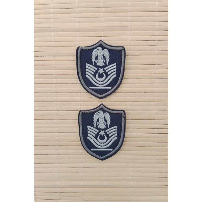 Hava Kuvvetleri Astsubay Bascavus Lacivert Zemin Kartal Nakisli Mini Polar Rutbesi