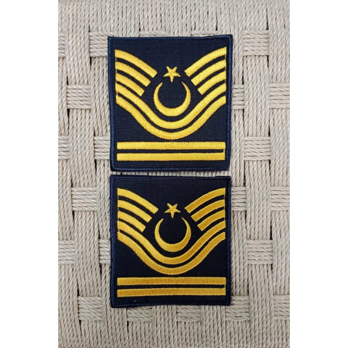 Hava Kuvvetleri Astsubay Kidemlibascavus Dahili ve Harici Lacivert Bez Nakis Kol Rutbe