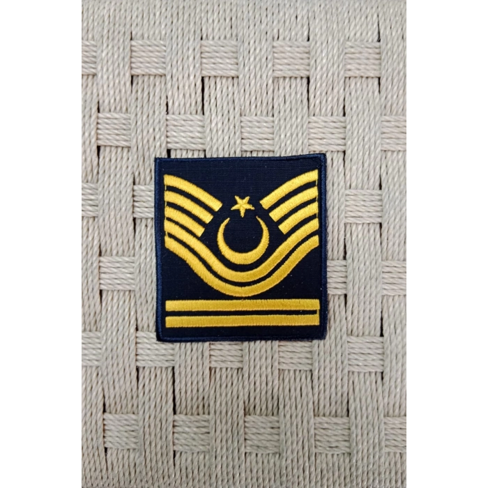 Hava Kuvvetleri Astsubay Kidemlibascavus Dahili ve Harici Lacivert Bez Nakis Kol Rutbe