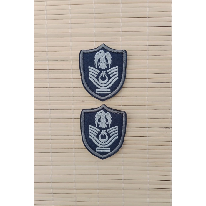 Hava Kuvvetleri Astsubay Kidemli Bascavus Lacivert Zemin Kartal Nakisli Mini Polar Rutbesi