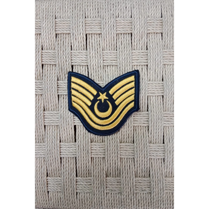 Hava Kuvvetleri Astsubay Kidemliustcavus Dahili ve Harici Lacivert Bez Nakis Kol Rutbe