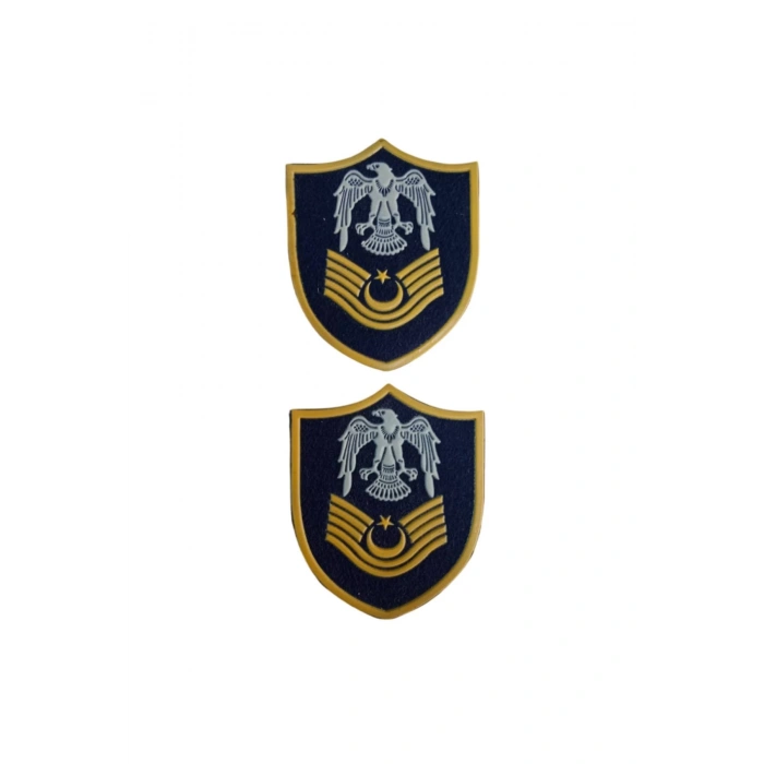 Hava Kuvvetleri Astsubay Kidemli Ustcavus Lacivert Zemin Kartal Nakisli Plastik Mini Yelek Rutbesi