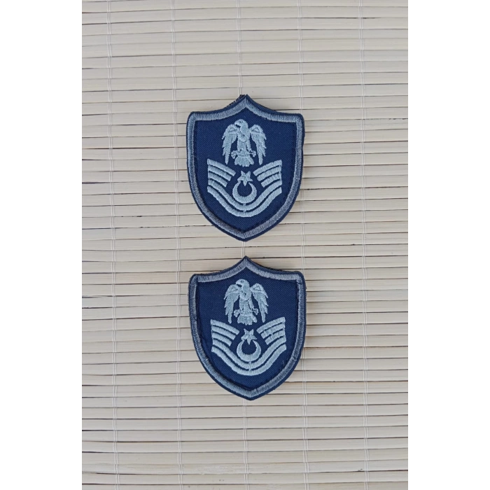 Hava Kuvvetleri Astsubay Kidemli Ustcavus Lacivert Zemin Kartal Nakisli Mini Polar Rutbesi