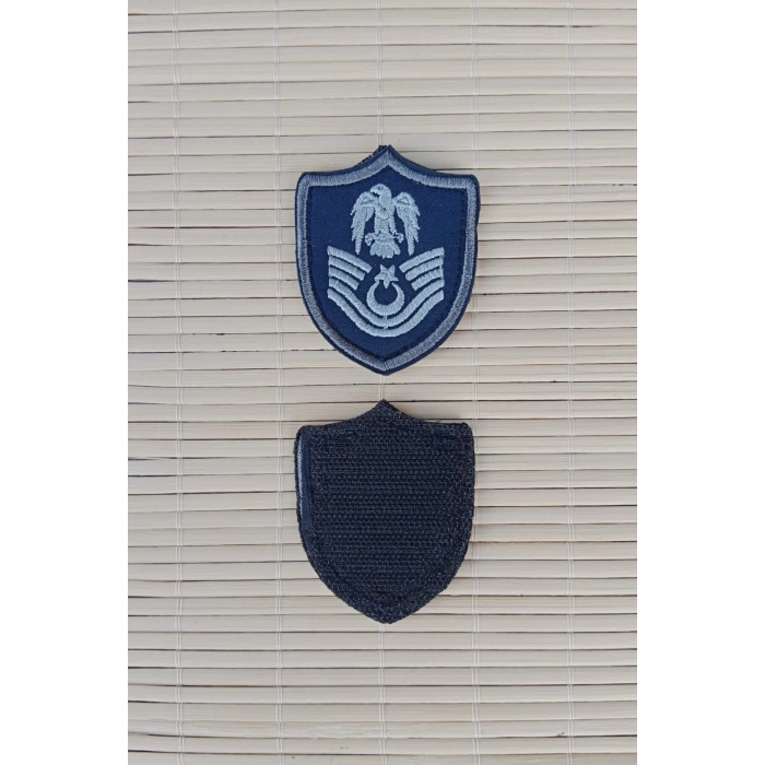 Hava Kuvvetleri Astsubay Kidemli Ustcavus Lacivert Zemin Kartal Nakisli Mini Polar Rutbesi